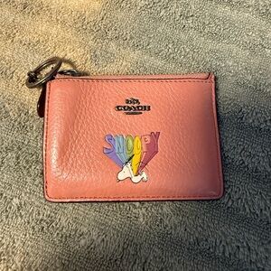 Coach Pink Leather Snoopy Pouch